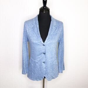 Majestic Filatures blue linen silk blend button front jacket size 3 or Medium